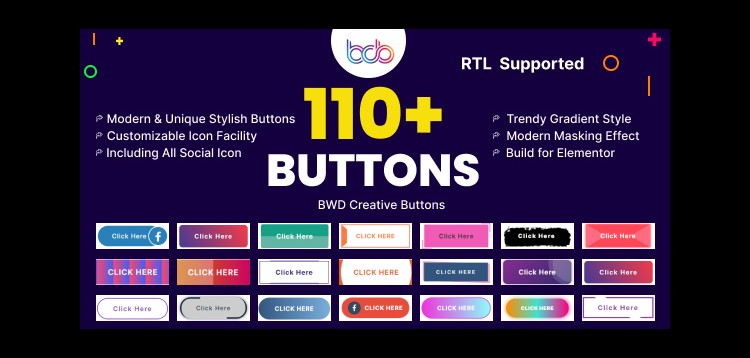 Item cover for download BWD creative buttons elementor addon