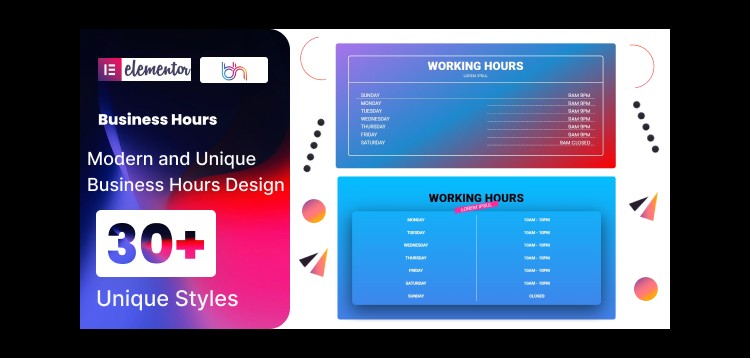Item cover for download BWD Business Hours addon for elementor
