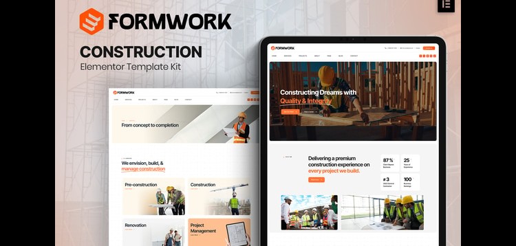 Item cover for download Formwork - Construction Elementor Template Kit