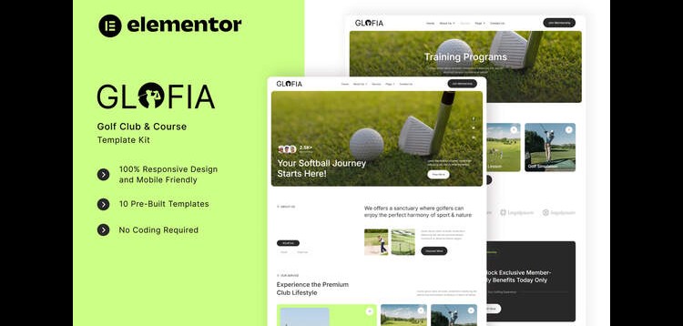 Item cover for download Glofia - Golf Club & Course Elementor Template Kit
