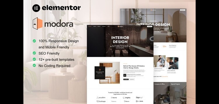 Item cover for download Modora - Interior Design & Architecture Service Elementor Pro Template Kit