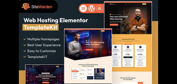 Item cover for download SiteWarden - Web Hosting Elementor Template Kit
