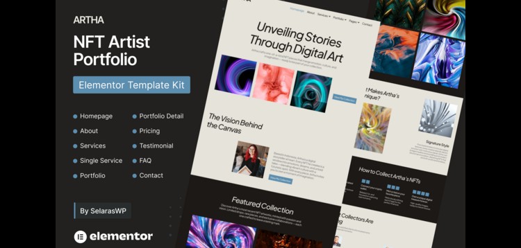 Item cover for download Artha - NFT Artist Portfolio Elementor Pro Template Kit