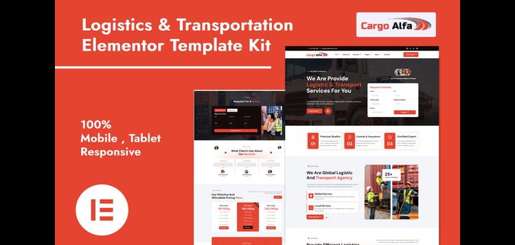 Item cover for download CargoAlfa - Logistics & Transportation Services Elementor Pro Template Kit