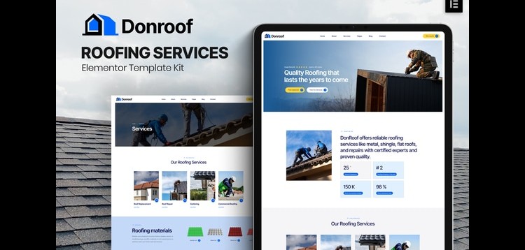 Item cover for download Donroof - Roofing Services Elementor Template Kit