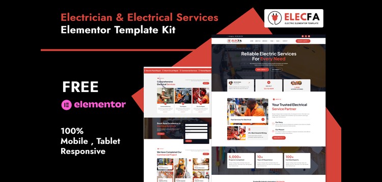 Item cover for download Elecfa - Electrician & Electrical Services Elementor Template Kit