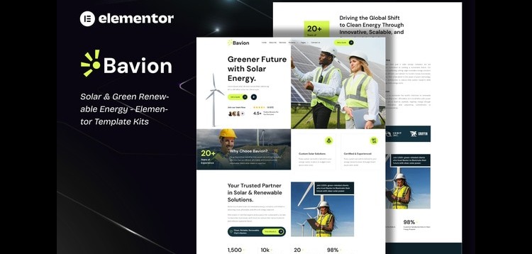 Item cover for download Bavion - Solar & Renewable Energy Elementor Template Kit