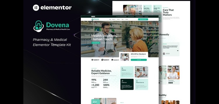 Item cover for download Dovena - Pharmacy & Medical Elementor Template Kit