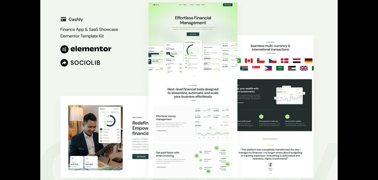 Item cover for download Cashly - Finance App & SaaS Showcase Elementor Template Kit