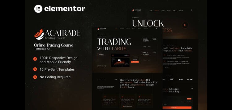 Item cover for download Acatrade - Online Trading Course Elementor Template Kit
