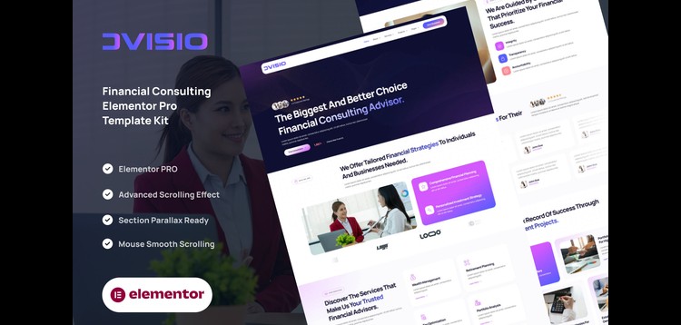 Item cover for download Advisio - Financial Consulting Elementor Pro Template Kit