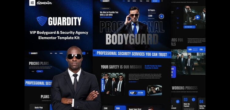 Item cover for download Guardity - VIP Bodyguard & Security Agency Elementor Template Kit