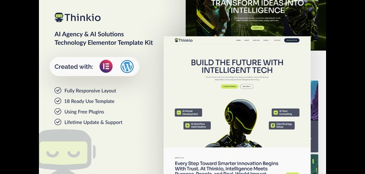 Item cover for download Thinkio - AI Agency & AI Solutions Technology Elementor Template Kit