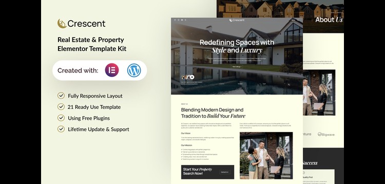 Item cover for download Crescent - Real Estate & Property Elementor Template Kit