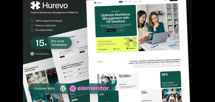 Item cover for download Hurevo – Human Resources Management HRM SAAS Platform Elementor Template Kit