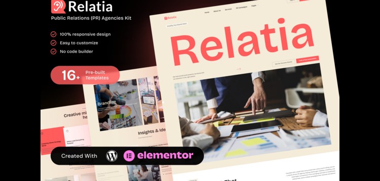 Item cover for download Relatia - Public Relations PR Agencies Elementor Template Kit