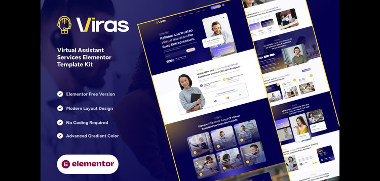 Item cover for download Viras - Virtual Assistant Services Elementor Template Kit