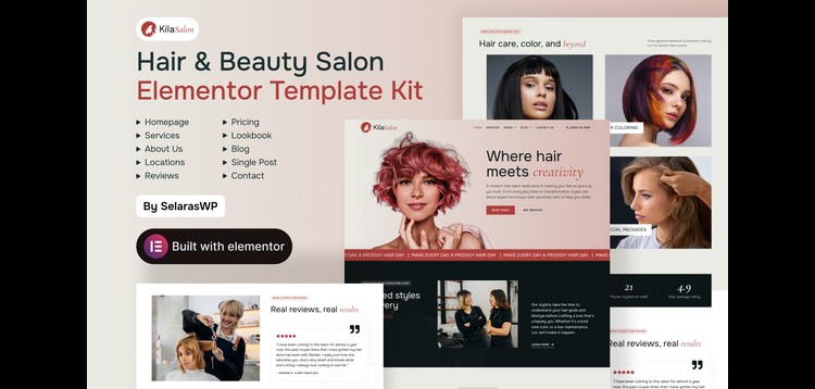Item cover for download KilaSalon - Hair and Beauty Salon Elementor Template Kit