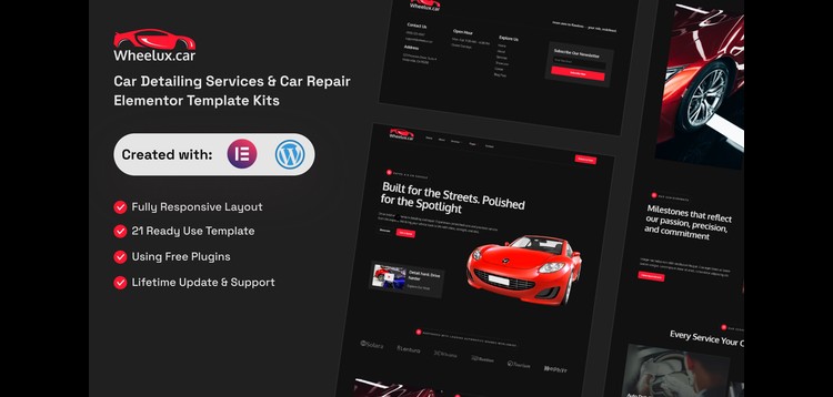 Item cover for download Wheelux - Car Detailing Services & Car Repair Elementor Template Kits