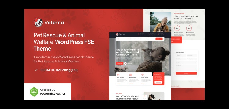 Item cover for download Veterna – Pet Rescue & Animal Welfare FSE WordPress Theme