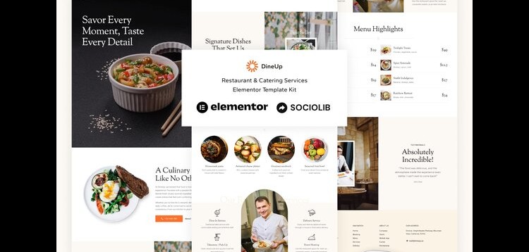 Item cover for download DineUp - Restaurant & Catering Service Elementor Template Kit