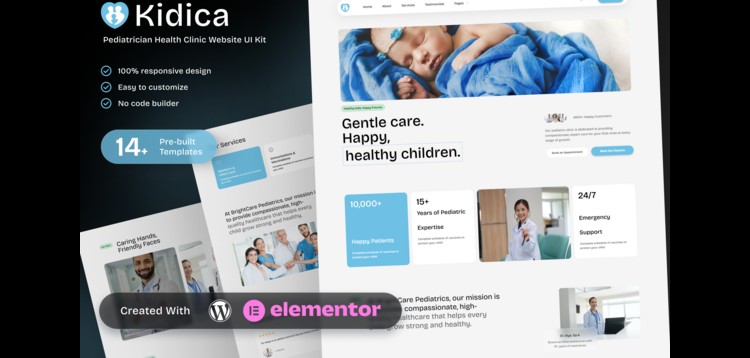 Item cover for download Kidica – Pediatrician Health Clinic Elementor Template Kit