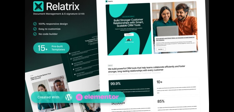 Item cover for download Relatrix – Customer Relationship Management CRM SAAS Platform Elementor Template Kit