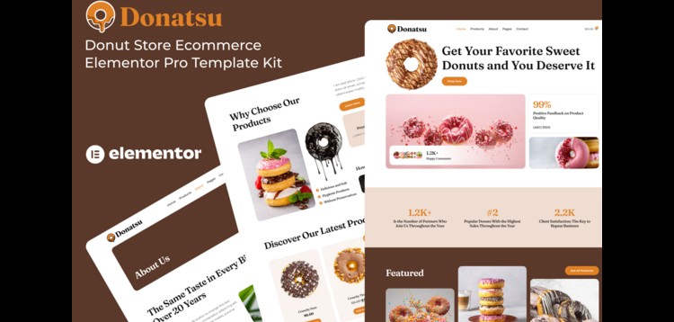 Item cover for download Donatsu - Donut Store Ecommerce Elementor Pro Template Kit