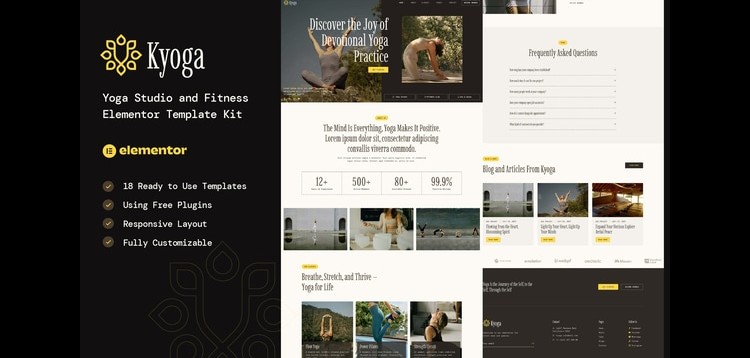 Item cover for download Kyoga - Yoga Studio & Fitness Elementor Template Kit