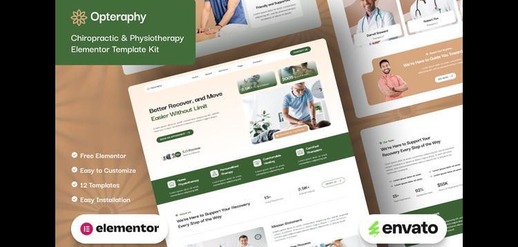 Item cover for download Opteraphy - Chiropractic & Physiotherapy Elementor Template Kit