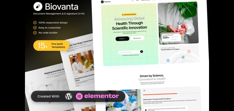 Item cover for download Biovanta – Pharmaceuticals & Biotechnology Industry Elementor Template Kit