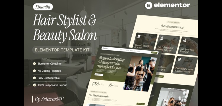 Item cover for download Kinanthi - Hair Stylist & Beauty Salon Elementor Template Kit