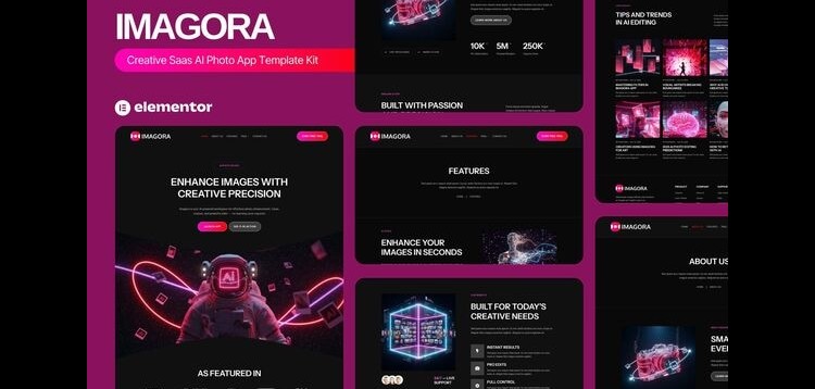 Item cover for download Imagora – Creative Saas AI Photo App Elementor Template Kit