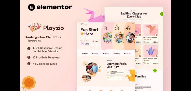 Item cover for download Playzio - Kindergarten Child Care Elementor Template Kit