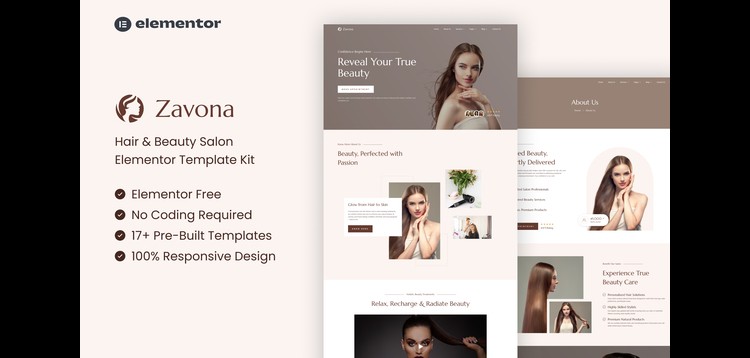 Item cover for download Zavona - Hair & Beauty Salon Elementor Template Kit