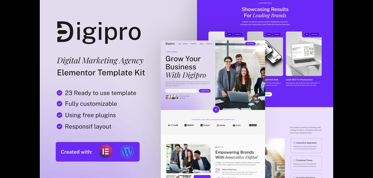 Item cover for download Digipro - Digital Marketing Agency Elementor Template Kit