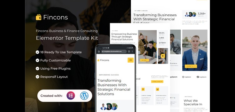 Item cover for download Fincons - Business & Finance Consulting Elementor Template Kit