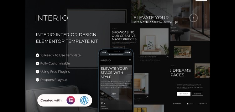 Item cover for download Interio - Interior Design Elementor Template Kit