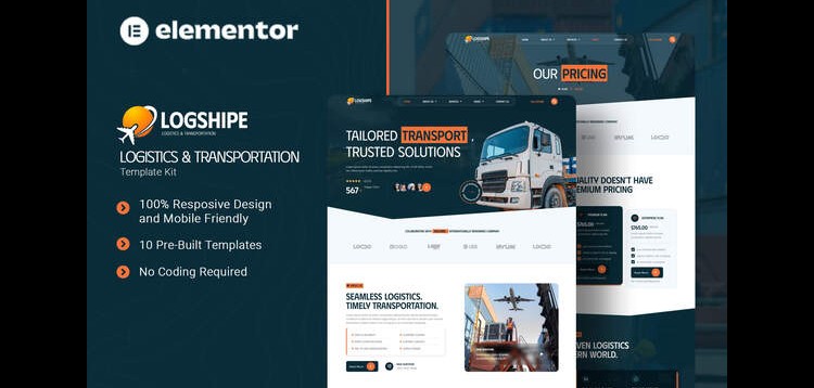 Item cover for download Logshipe - Logistics & Transportation Elementor Template Kit