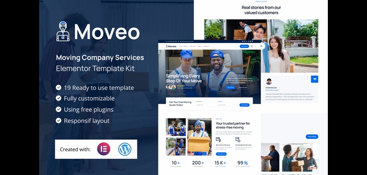 Item cover for download Moveo - Moving Company Services Elementor Template Kit