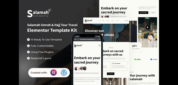 Item cover for download Salamah - Umrah & Hajj Tour Travel Elementor Template Kit