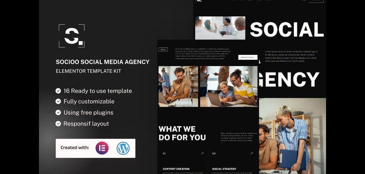 Item cover for download Socioo - Social Media Agency Elementor Template Kit