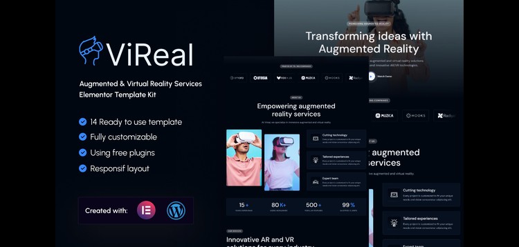 Item cover for download Vireal - Augmented & Virtual Reality Services Elementor Template Kit