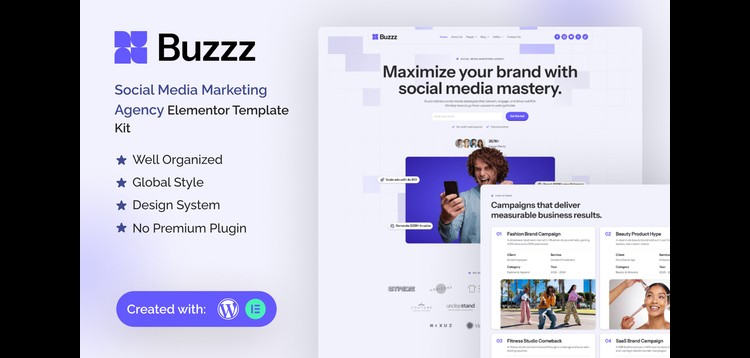 Item cover for download Buzzz - Social Media Marketing Agency Elementor Template Kit