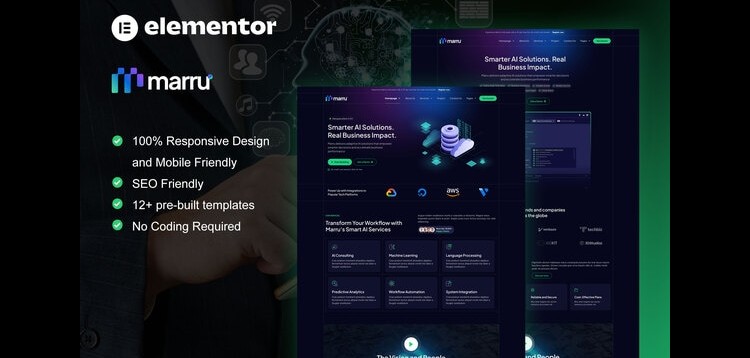 Item cover for download Marru - Saas & AI Services Elementor Pro Template Kit