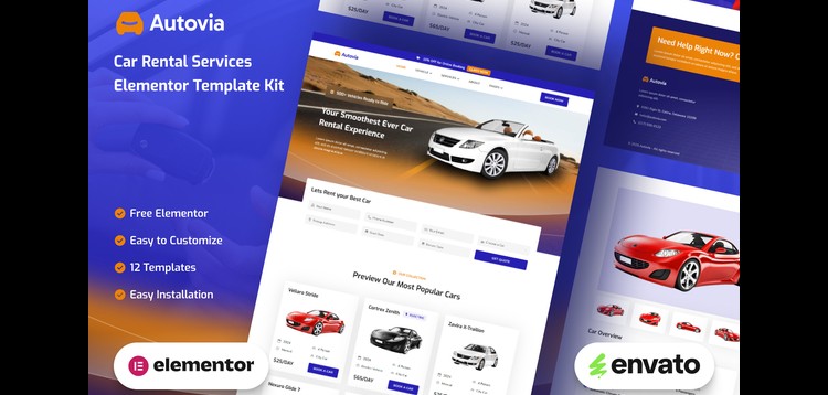 Item cover for download Autovia - Car Rental Service Elementor Template Kit