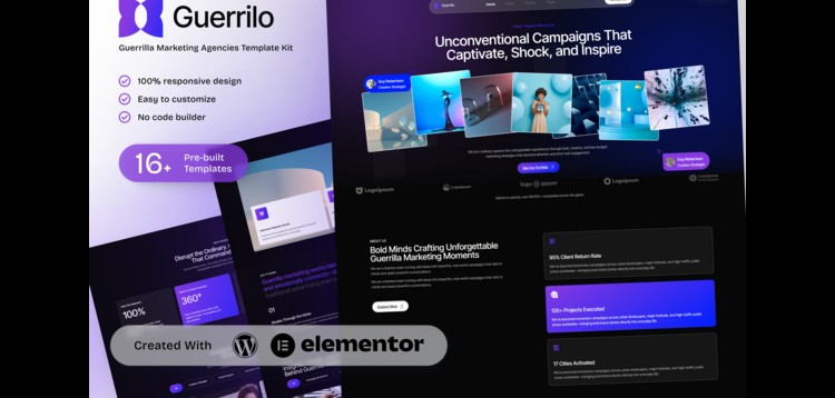 Item cover for download Guerrilo - Guerrilla Marketing & Brand Activation Elementor Template Kit