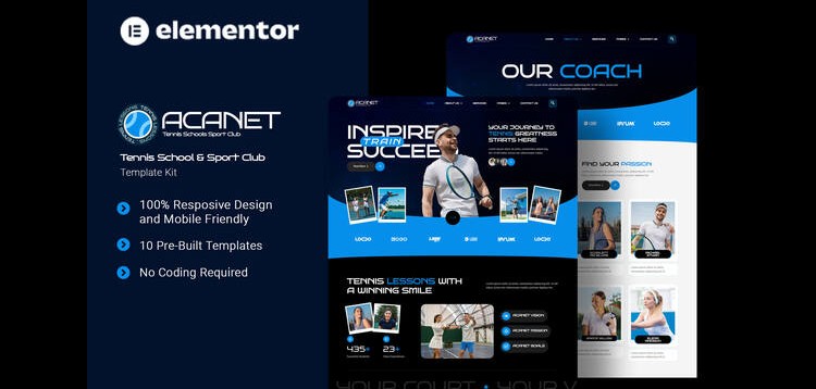 Item cover for download Acanet - Tennis School & Sport Club Elementor Template Kit
