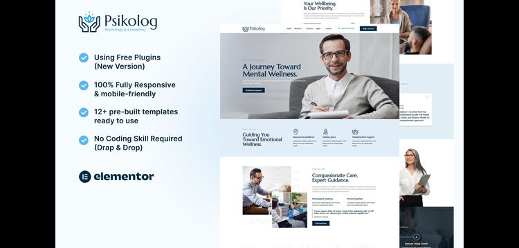 Item cover for download Psikolog - Psychology & Counseling Elementor Template Kit