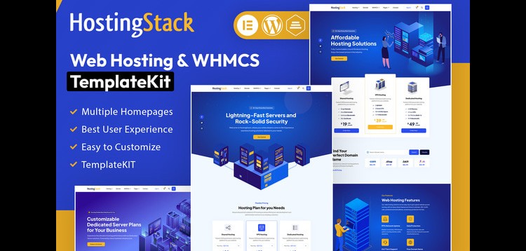 Item cover for download HostingStack - Web Hosting Elementor Template Kit